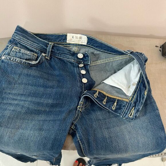 FREE PEOPLE STRAIGHT UP BAGGY MEDIUM WASH HIGH RISE JEANS size 25 - Picture 8 of 12